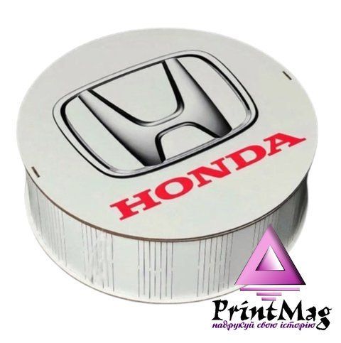 Круглий бокс з принтом "Honda" білий, 30х30х10см 01588 фото