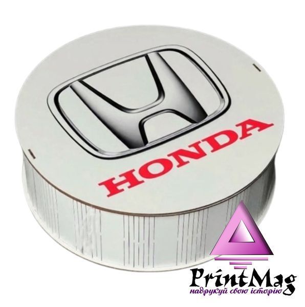 Круглий бокс з принтом "Honda" білий, 30х30х10см 01588 фото